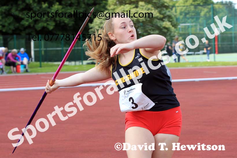 Girls Under-15s Javelin, 2022 Northern Inter Counties U17s and U15s Track and Field, York, Thursday, June 2nd. Photo: David T. Hewitson/Sports for All Pics
